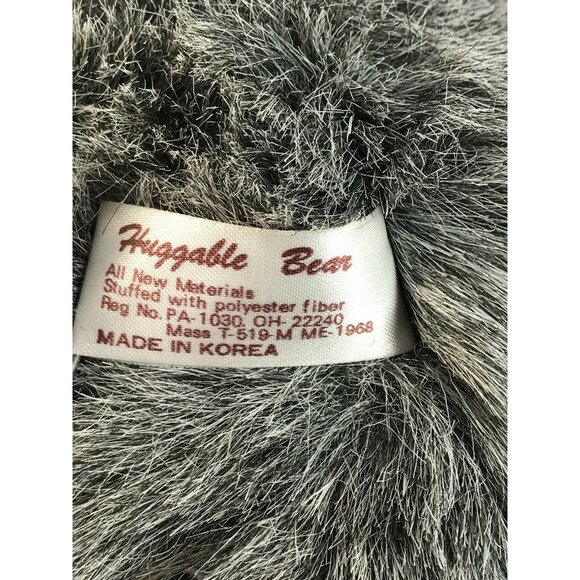 1998 FIESTA TOY Bear Vintage Huggable GRAY Brown Bow Stuffed Plush Animal 12" - Picture 6 of 6